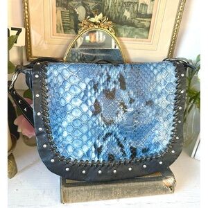 Blue faux snake skin crossbody